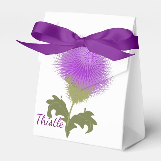 Scottish Thistle Flower Emblem Personalized Favor Boxes (Front Side)