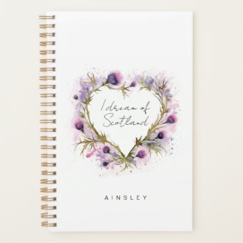 Scottish Thistle Heart Watercolor Planner by Kimbellished2 at Zazzle