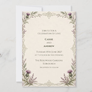 Scottish Thistle Heather Celtic Frame Wedding Invitation