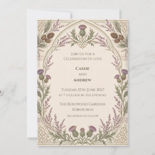 Scottish Thistle Heather Celtic Wedding Invitation