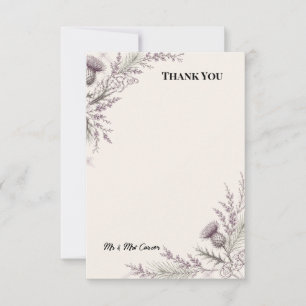 Scottish Thistle Heather Wedding Thank You Card