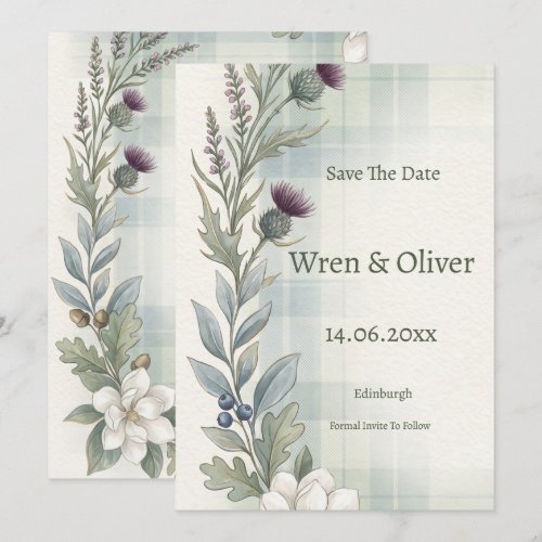 Scottish Thistle Heather Wildflower Save the Date