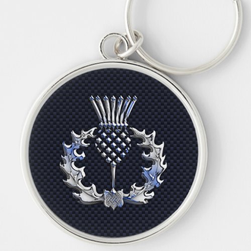 Scottish Thistle in Chrome Style Keychain