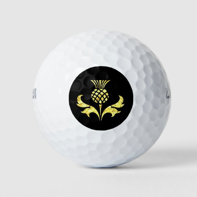 Scottish Thistle in Gold Golf Balls (Front)