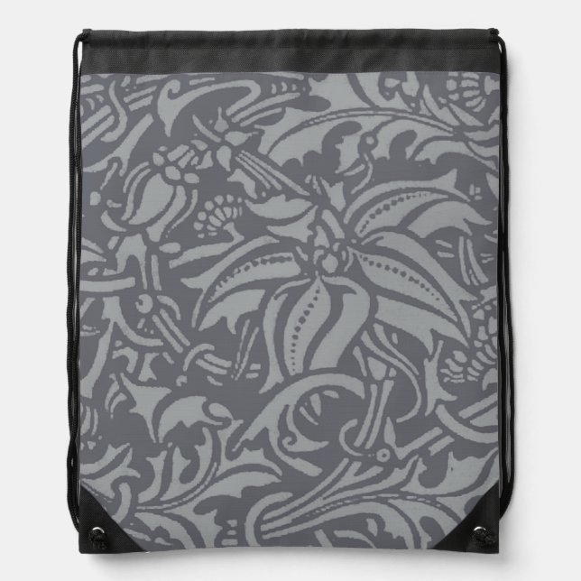 Scottish Thistle Knot William Morris Style Drawstring Bag (Front)