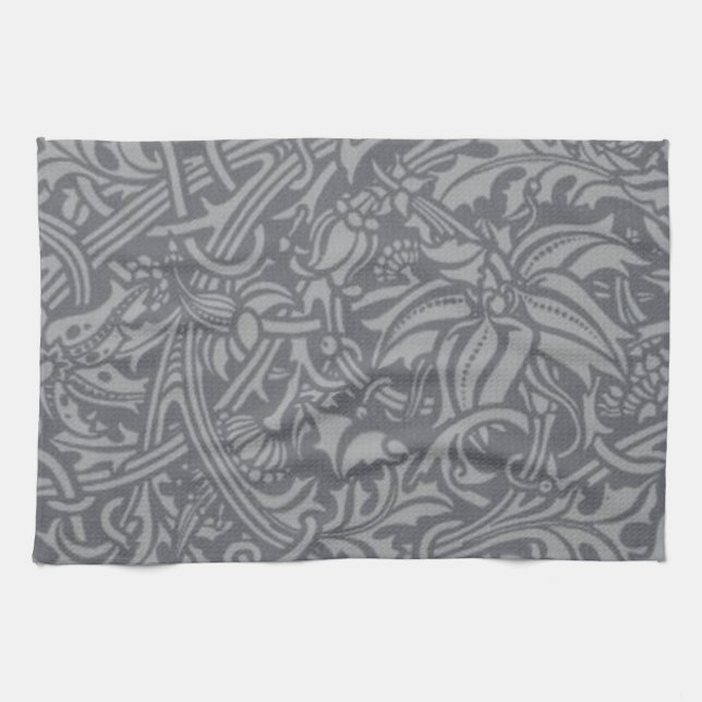 Scottish Thistle Knot William Morris Style Kitchen Towel (Horizontal)