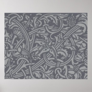 Scottish Thistle Knot William Morris Style Poster