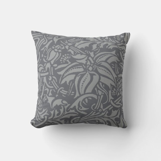 Scottish Thistle Knot William Morris Style Throw Pillow (Front)