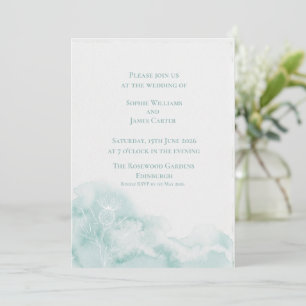 Scottish Thistle Mint Green Silhouette Wedding Invitation