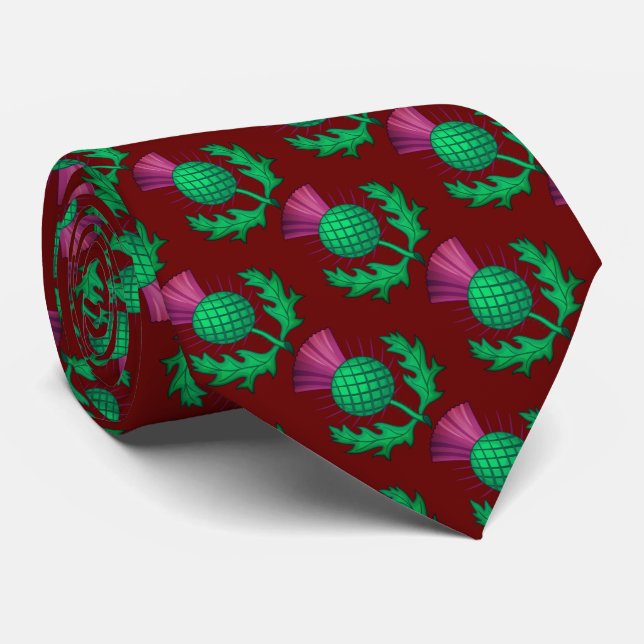 Scottish Thistle Neck Tie (Rolled)