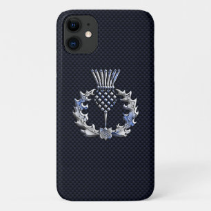 Scottish Thistle on Carbon Fiber like Decor iPhone 11 Case