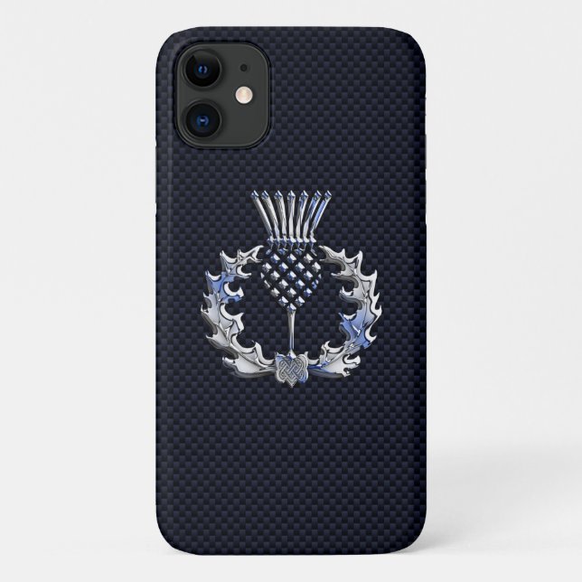 Scottish Thistle on Carbon Fiber like Decor Case-Mate iPhone Case (Back)