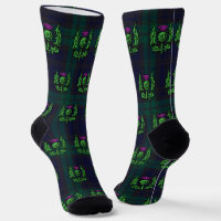 Scottish Thistle on Dark Tartan Custom Monogram