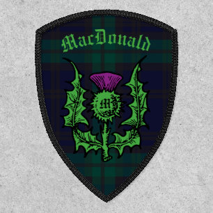 Scottish Thistle on Dark Tartan Custom Name Patch