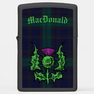 Scottish Thistle on Dark Tartan Custom Name