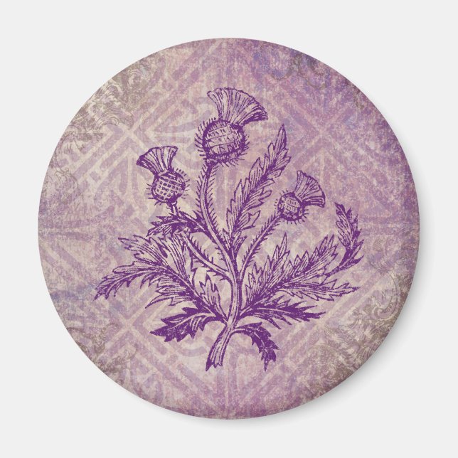 Scottish Thistle Purple Celtic Knot Magnet (Front)