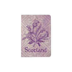Scottish Thistle Purple Celtic Knot Passport Holder