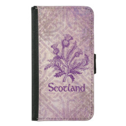 Scottish Thistle Purple Celtic Knot Wallet Phone Case For Samsung Galaxy S5