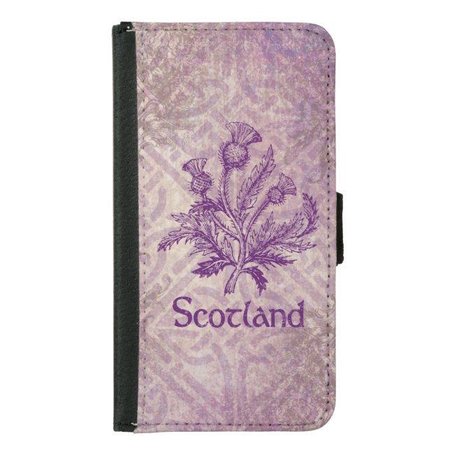 Scottish Thistle Purple Celtic Knot Samsung Galaxy Wallet Case (Front)