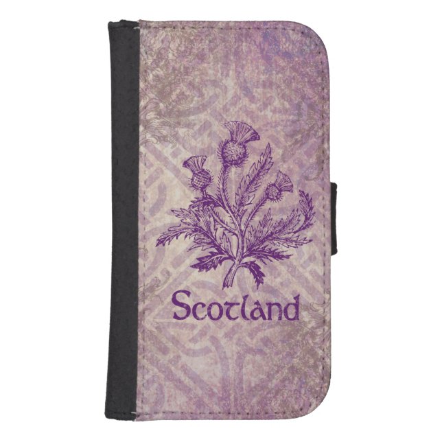 Scottish Thistle Purple Celtic Knot Samsung Galaxy Wallet Case (Front)