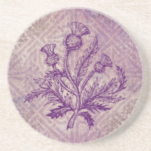 Scottish Thistle Purple Celtic Knot Sandstone Coaster