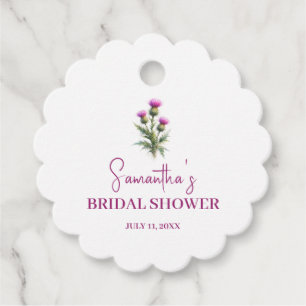 Scottish Thistle Purple Floral Bridal Shower Favor Tags