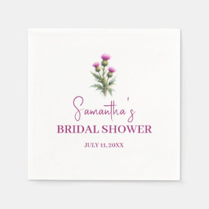 Scottish Thistle Purple Floral Bridal Shower Napkins