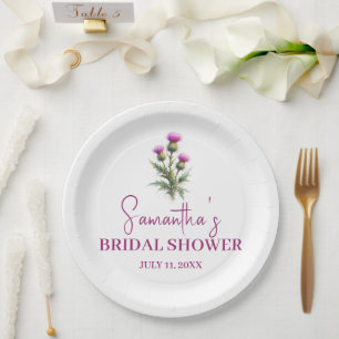 Scottish Thistle Purple Floral Bridal Shower Paper Plates
