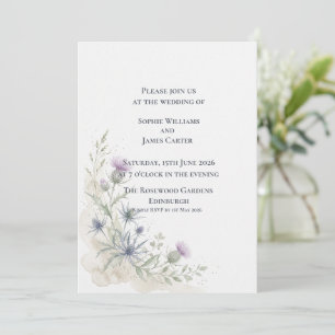 Scottish Thistle Sea Holly Wildflower Wedding Invitation
