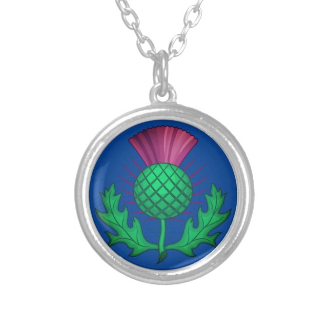 Scottish Thistle Silver Plated Necklace (Front)
