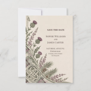 Scottish Thistle Tartan Celtic Knot Wedding Save The Date
