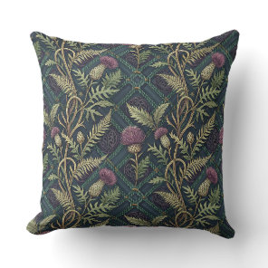 Scottish Thistle & Tartan Heritage Floral Pattern Throw Pillow