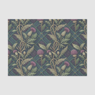 Scottish Thistle & Tartan Heritage Floral Pattern Tissue Paper