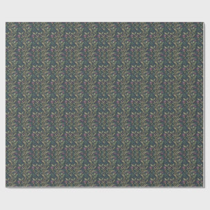 Scottish Thistle & Tartan Heritage Floral Pattern Wrapping Paper