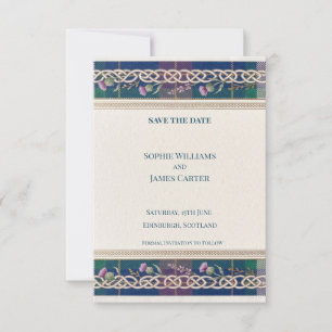 Scottish Thistle Tartan Save The Date Card