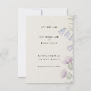 Scottish Thistle Tartan Save the Date Gold Emble