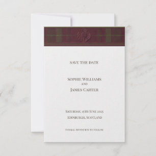 Scottish Thistle Tartan Save the Date   Gold Emble