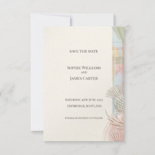 Scottish Thistle Tartan Save the Date Gold Emble