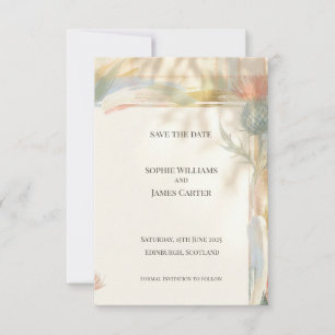 Scottish Thistle Tartan Save the Date Gold Emble
