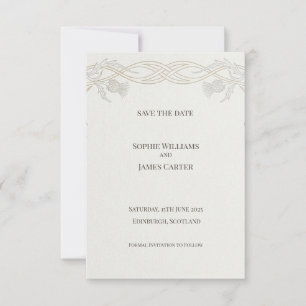 Scottish Thistle Tartan Save the Date   Gold Emble