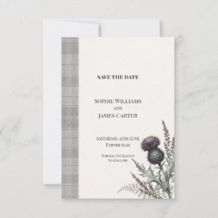 Scottish Thistle Tartan Wedding Save The Date