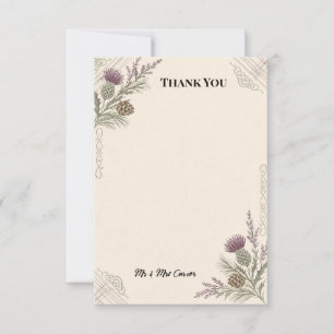 Scottish Thistle Tartan Wedding Thank You Card