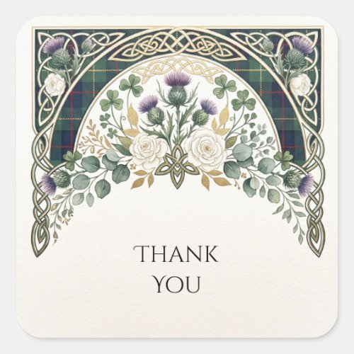 Scottish Thistle Thank You Wedding Sticker