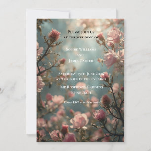 Scottish Thistle Wedding Invitation Floral Boho