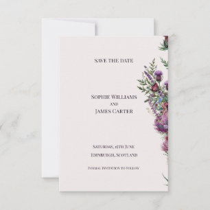Scottish Thistle Wildflower Bouquet Wedding Save The Date
