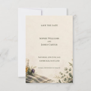 Scottish Thistle Wildflower Wedding Save The Date