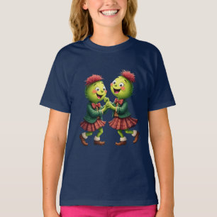 Scottish Thistles Wearing Plaid Dancing Ceilidh T-Shirt
