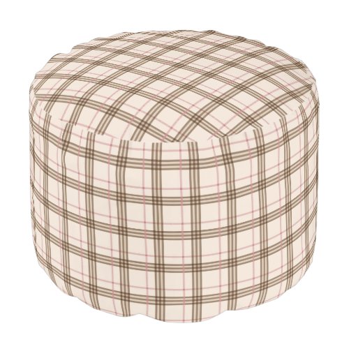 Scottish Thompson plaid tartan beige brown red Pouf