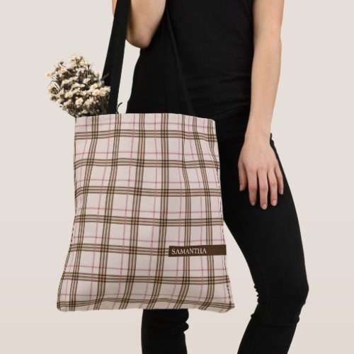 Scottish Thompson plaid tartan beige brown red Tote Bag