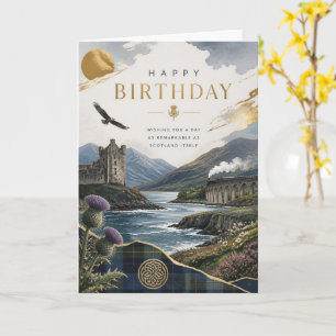 Scottish Viaduct Birthday Card Steam Train & Thi